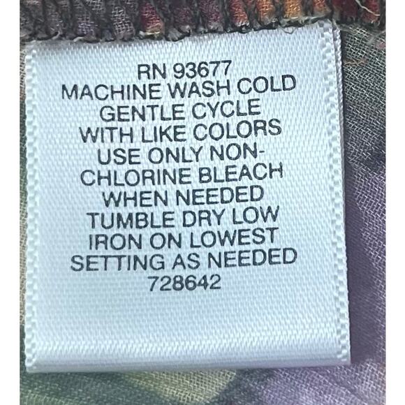 LIZ CLAIBORNE LONG SLV PULL-OVER V-NECK BLOUSE, WOMEN, XL, YELLOW ORANGE PURPLE - Picture 10 of 10